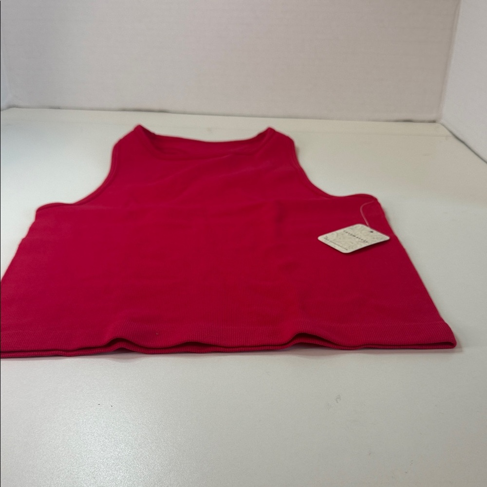 Intimately by Free People Bright Red Ribbed Tank Top - Stretchy Everyday Crop